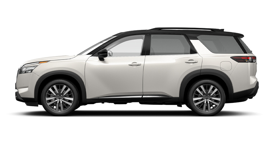 Nissan Pathfinder Ivory Pearl with black roof